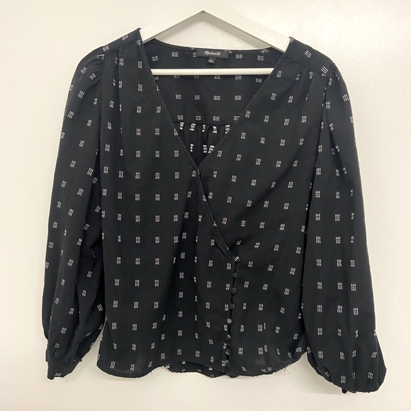 Madewell Tops - Madewell NWT puff-sleeve side-button shirt, size L